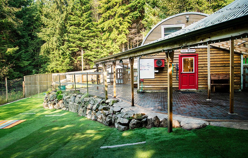 Lodge dog boarding facility at the Bowen Island Dog Ranch